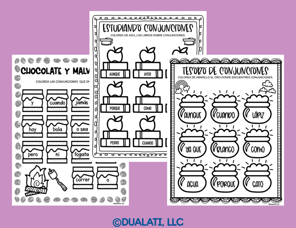 conjunciones worksheets